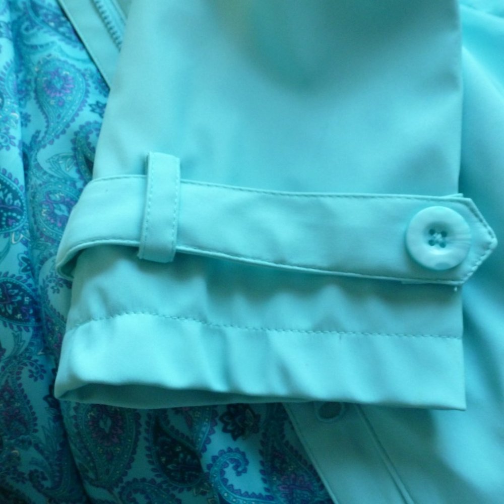 ๐ Cozy Teal Zip-Up Long Rain Jacket / Trench Coat โ NWOT ๐ Classic Elements | - Picture 8 of 11